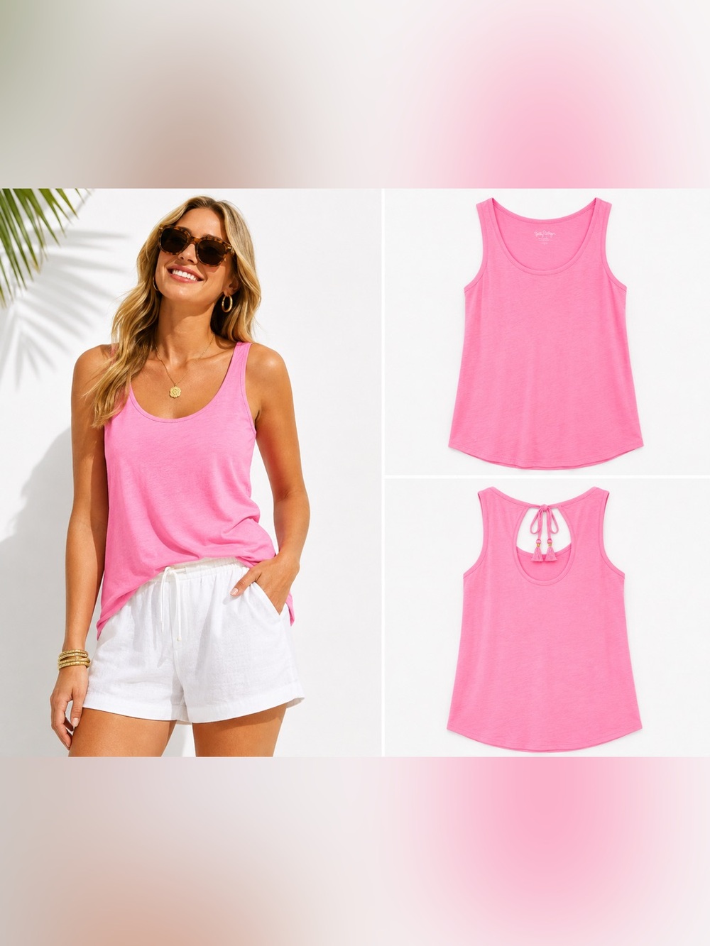 Lilly Pulitzer Pink Noemi Tassel Tie Back Tank Size M
